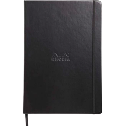 Блокнот Rhodia Webnotebook 90г/кв.м А4 нелинованный 96л сшивка твердая обложка черный