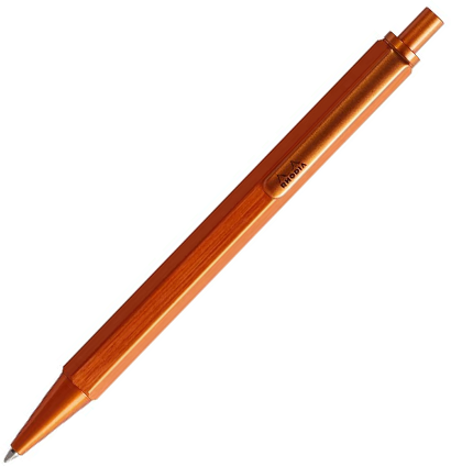 Ручка шариковая автомат. Rhodia scRipt, черная, корпус алюминиевый оранжевый, линия 0,7 мм 9388C,