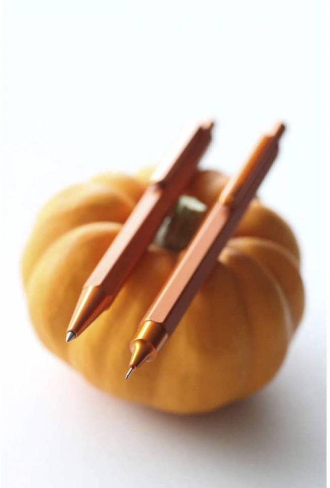 Ручка шариковая автомат. Rhodia scRipt, черная, корпус алюминиевый оранжевый, линия 0,7 мм 9388C,