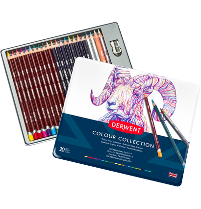 Набор цветных карандашей Colour Collection Derwent 20 цветов разных серий в пенале купить в художественном магазине ArtCraft.Space с доставкой по РФ и СНГ