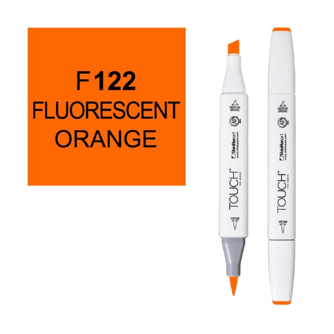 Маркер двухсторонний спиртовой  TOUCH TWIN BRUSH F122 Оранжевый флуоресцентный
