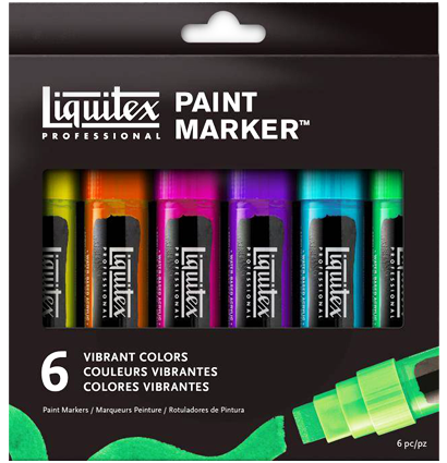 Набор широких акриловых маркеров Liquitex Paint Marker Vibrant 6 цветов перо 15 мм (яркие) купить в магазине маркеров ArtCraft.Space