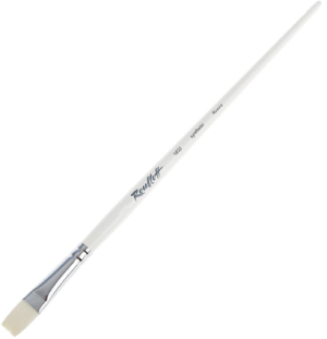 Кисть Roubloff Серия 1В22 синтетика плоская белая ручка длинная №14