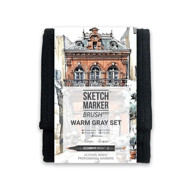 Набор маркеров SKETCHMARKER Brush Warm grey 12шт
