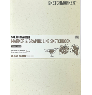 Скетчбук SKETCHMARKER MARKER & GRAPHIC LINE 180г/м.кв 176х250мм 16л мягкая обложка цв. солнечные иск,