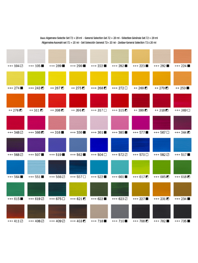 Набор акриловых красок Amsterdam Standard 72 цвета в тубах 20 мл купить в художественном магазине ArtCraft.Space