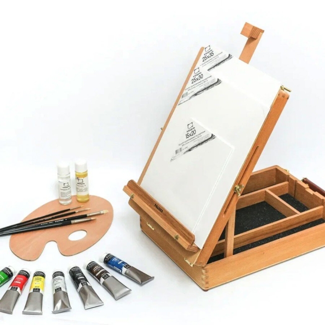 Набор для живописи с масляными красками Tician Малевичъ 7 цветов с этюдником и аксессуарами купить в художественном магазине ArtCraft.Space с доставкой по всему миру Набор для живописи с масляными красками Tician Малевичъ 7 цветов с этюдником и аксессуарами купить в художественном магазине ArtCraft.Space с доставкой по всему миру