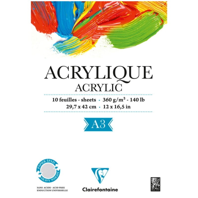 Альбом для акриловой живописи Acrylic ClaireFontaine А3 / 10 листов / 360 гм купить в художественном магазине ArtCraft.Space
