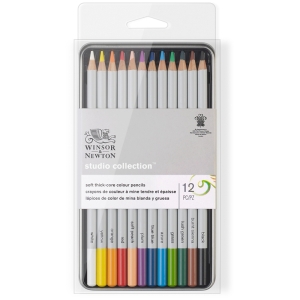 Набор профессиональных цветных карандашей 12 цветов, в металлической коробке