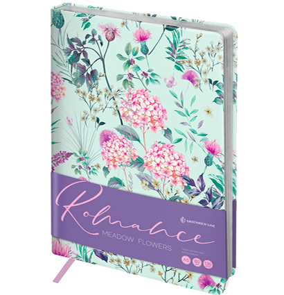 Ежедневник недатир. A5, 136л, кожзам, Greenwich Line "Romance.Meadow flowers", тон.блок, серебр.срез