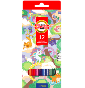 Карандаши цветные Koh-I-Noor "Волшебный лес", 12цв., заточен., картон, европодвес