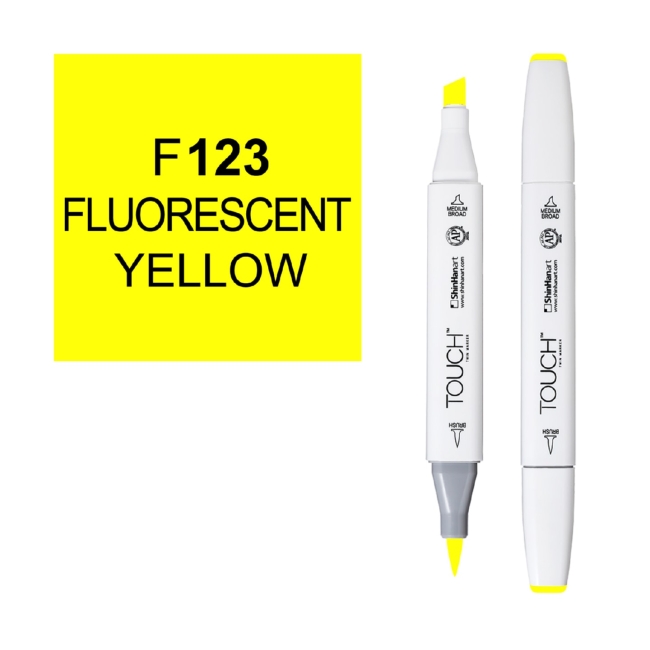 Маркер двухсторонний спиртовой  TOUCH TWIN BRUSH F123 Желтый флуоресцентный