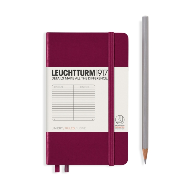 Блокнот Leuchtturm1917 Classic A6 (9x15см.) 80г/м2 - 187 стр. в линейку, твердая обложка, цвет: Красный Портвейн