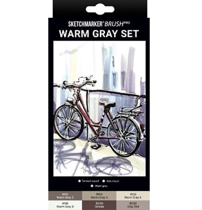 Набор 6 маркеров Sketchmarker Brush Pro "Теплые серые" купить в магазине маркеров ArtCraft.Space с доставкой по всему миру