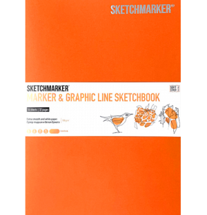 Скетчбук SKETCHMARKER MARKER & GRAPHIC LINE 180г/м.кв 176х250мм 16л мягкая обложка цв. тыквенный STO,
