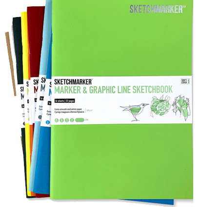 Скетчбук Sketchmarker Marker & Graphic Line универсальный тыквенный с мягкой обложкой 17х25 см / 16 листов / 180 гм купить в магазине ArtCraft.Space с доставкой