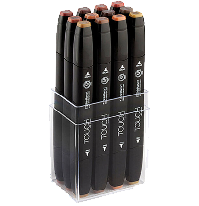 Набор спиртовых двусторонних маркеров Touch Twin 12 "Древесные цвета" в кейсе купить в художественном магазине ArtCraft.Space с доставкой по РФ и СНГ