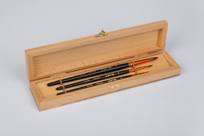 Набор кистей для рисования Roubloff №6 колонок круглые 3 штуки в деревянной шкатулке купить в магазине для художников ArtCraft.Space с доставкой по РФ и СНГ