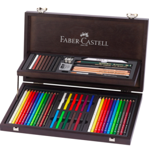 Набор художественных изделий Faber-Castell "Art & Graphic Compendium", 54 предмета, дерев. пенал
