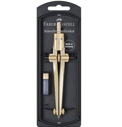 Циркуль Faber-Castell Stream 2020 золотой с грифелями в футляре купить в магазине ArtCraft.Space с доставкой
