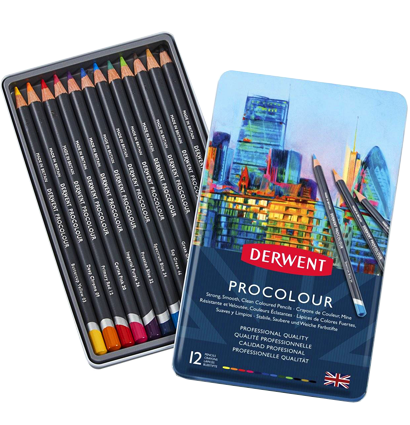 Цветные карандаши Derwent Procolour набор из 12 цветов в кейсе купить в магазине для художников ArtCraft.Space с доставкой по РФ и СНГ
