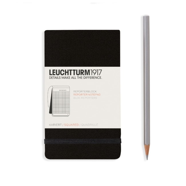 Блокнот Leuchtturm1917 Portrait Pocket A6 (9x15см.) 80г/м2 - 184 стр. в клетку, твердая обложка, цвет: Черный