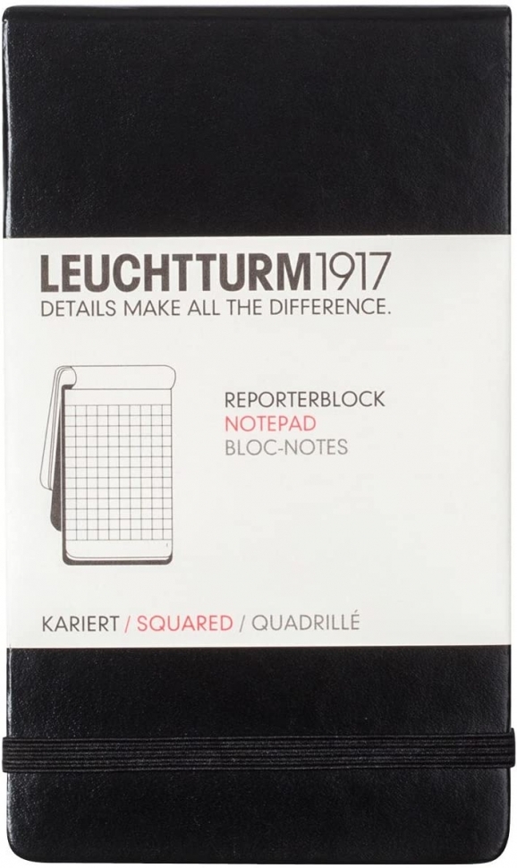 Блокнот Leuchtturm1917 Portrait Pocket A6 (9x15см.) 80г/м2 - 184 стр. в клетку, твердая обложка, цвет: Черный