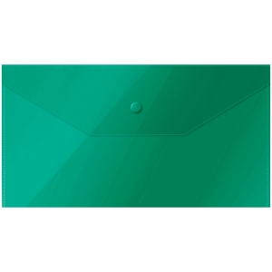 Папка-конверт на кнопке OfficeSpace С6, 150мкм, пластик, зеленая