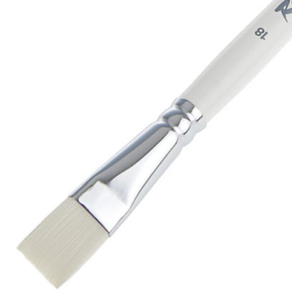Кисть Roubloff синтетика  №18 плоская белая для акрила, гуаши, масла с длинной ручкой купить в художественном магазине ArtCraft.Space с доставкой по всему миру