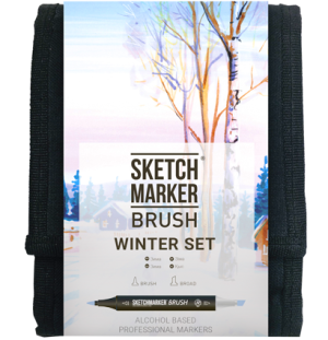 Набор маркеров SKETCHMARKER BRUSH Winter Set 12шт зима + сумка органайзер, Набор маркеров SKETCHMARKER BRUSH Winter Set 12шт зима + сумка органайзер,