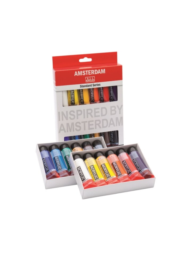 Набор акриловых красок Amsterdam Standard Series 12 цветов в тубах 20 мл купить в художественном магазине ArtCraft.Space с доставкой по всему миру