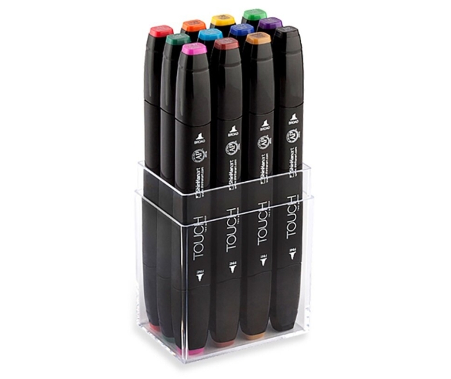 Набор спиртовых двусторонних маркеров Touch Twin 12 "Основные цвета" в кейсе купить в художественном магазине ArtCraft.Space с доставкой по РФ и СНГ