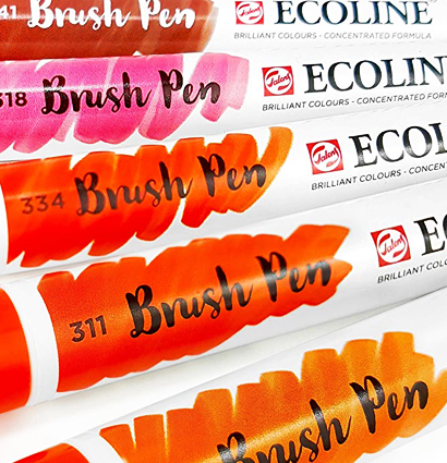 Акварельные маркеры Ecoline Brush Pen в наборе 5 Red (красные) купить для акварельного скетчинга в магазине ArtCraft.Space с доставкой по РФ