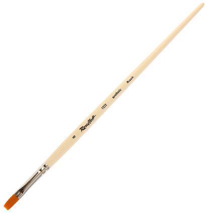 Кисть Roubloff синтетика №8 плоская рыжая для акварели, гуаши, масла с длинной ручкой купить в художественном магазине ArtCraft.Space с доставкой по всему миру