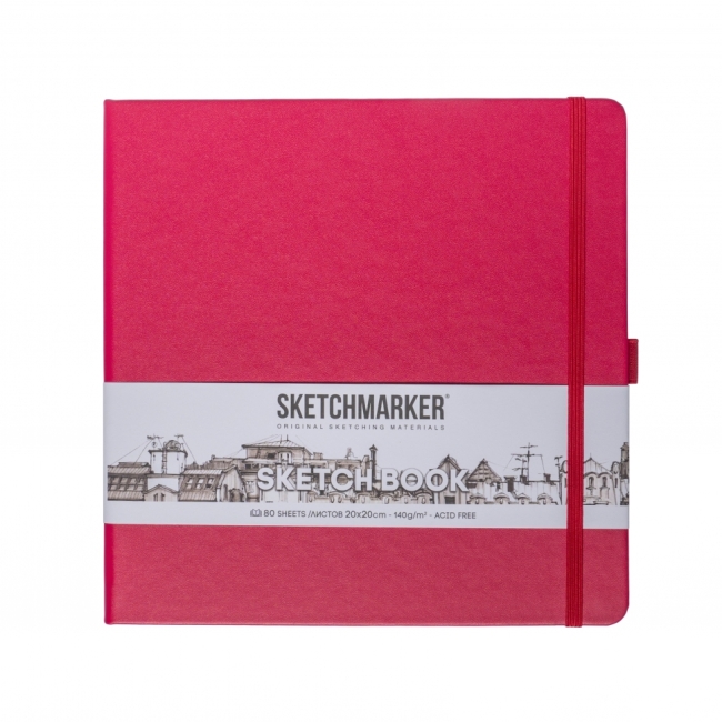 Блокнот для зарисовок Sketchmarker 140г/кв.м 20*20cм 80л твердая обложка Маджента