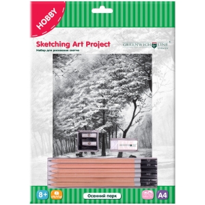 Набор для рисования скетча Greenwich Line "Осенний парк", A4, карандаши, ластик, точилка, картон