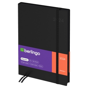 Ежедневник датированный 2024г., А5, 184л., кожзам, Berlingo "Western", черный, с резинкой