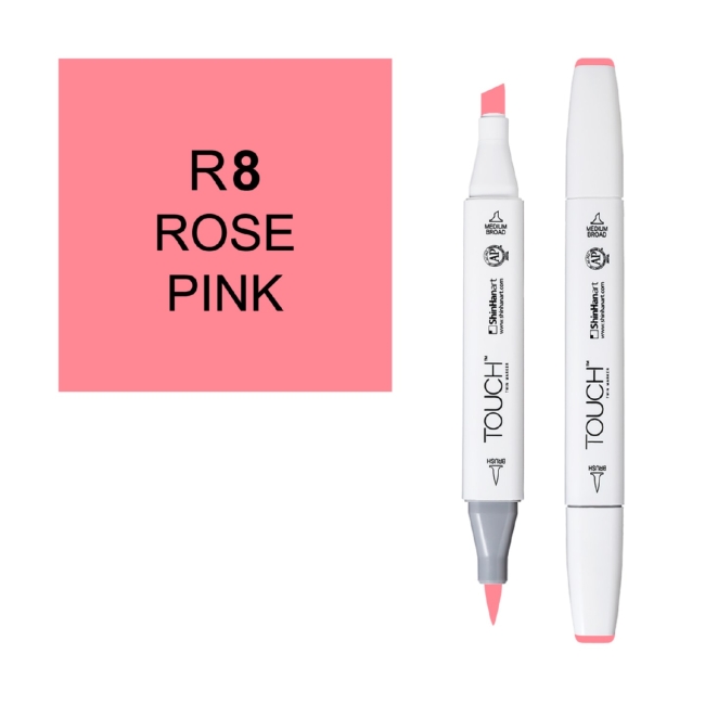 Маркер двухсторонний спиртовой  TOUCH TWIN BRUSH R8 Розовая роза