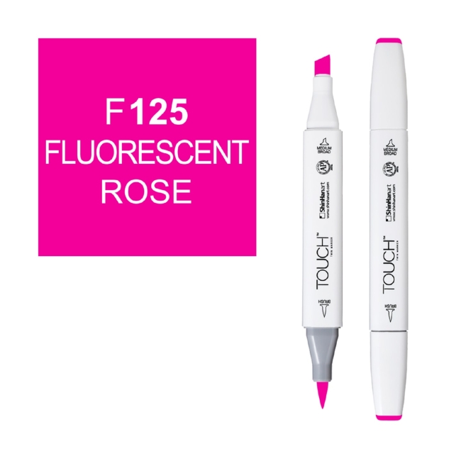 Маркер двухсторонний спиртовой  TOUCH TWIN BRUSH F125 Фуксия флуоресцентная