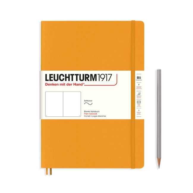 Блокнот Leuchtturm1917 Composition B5 (17.8x25.4см), 80г/м2 - 123 стр без линовки мягкая обложка, цвет: Восходящее Солнце