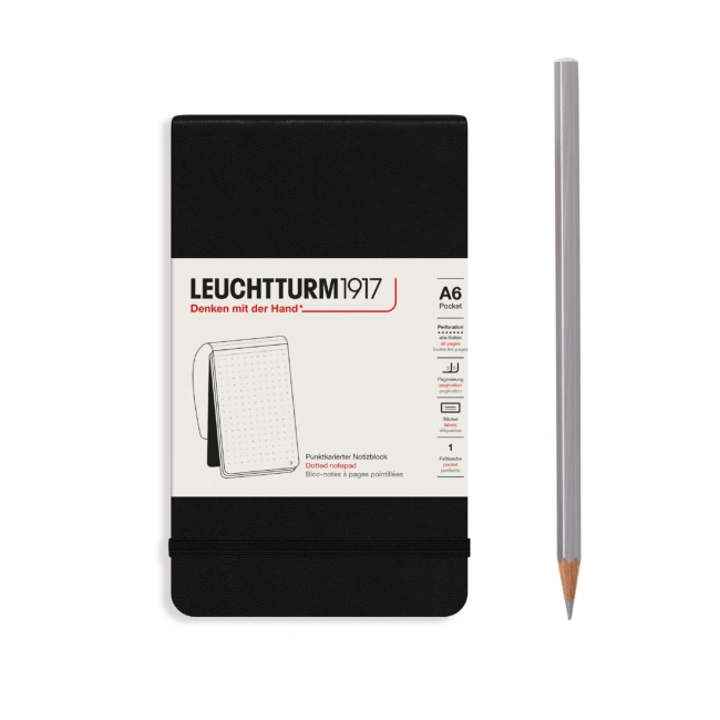 Блокнот Leuchtturm1917 Portrait Pocket A6 (9x15см.) 80г/м2 - 184 стр. в точку, твердая обложка, цвет: Черный