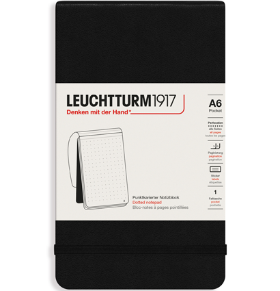 Блокнот Leuchtturm1917 Portrait Pocket A6 (9x15см.) 80г/м2 - 184 стр. в точку, твердая обложка, цвет: Черный