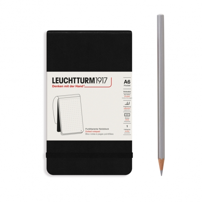 Блокнот Leuchtturm1917 Portrait Pocket A6 (9x15см.) 80г/м2 - 184 стр. в точку, твердая обложка, цвет: Черный