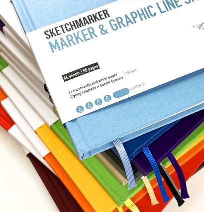 Скетчбук Sketchmarker Marker & Graphic Line универсальный красный с твёрдой обложкой 17х25 см / 44 листов / 180 гм купить в магазине ArtCraft.Space с доставкой по РФ И СНГ