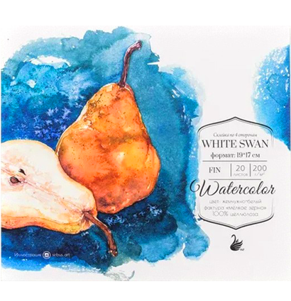 Бумага для акварели White Swan Малевичъ склейка 19х17 см / 20 листов / 200 гм купить в магазине для художников ArtCraft.Space с доставкой по всему миру