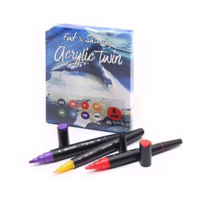 Fat&Skinny FIRE 8 шт набор маркеров акриловых двусторонних