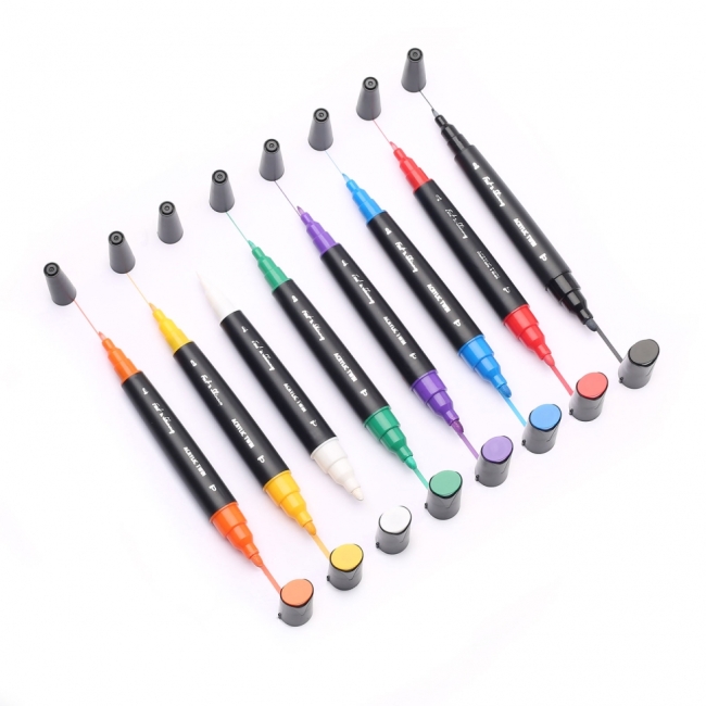 Fat&Skinny FIRE 8 шт набор маркеров акриловых двусторонних