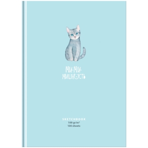 Скетчбук 100л., А5 7БЦ BG "Милая кошечка", матовая ламинация, выб. лак, 100г/м2