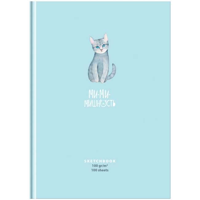 Скетчбук 100л., А5 7БЦ BG "Милая кошечка", матовая ламинация, выб. лак, 100г/м2
