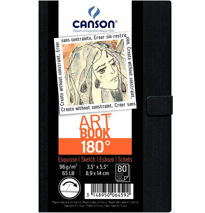 Скетчбук Canson Art Book 180° для зарисовок на застежке 8.9 х 14 см / 80 листов / 96 гм купить в художественном магазине ArtCraft.Space с доставкой по РФ и СНГ